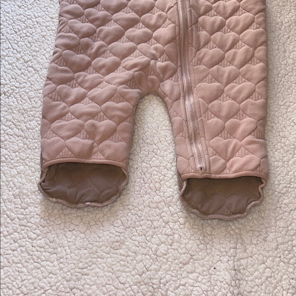 Cozy Quilted Pink Kids Footie with Hood - Picture 4 of 5